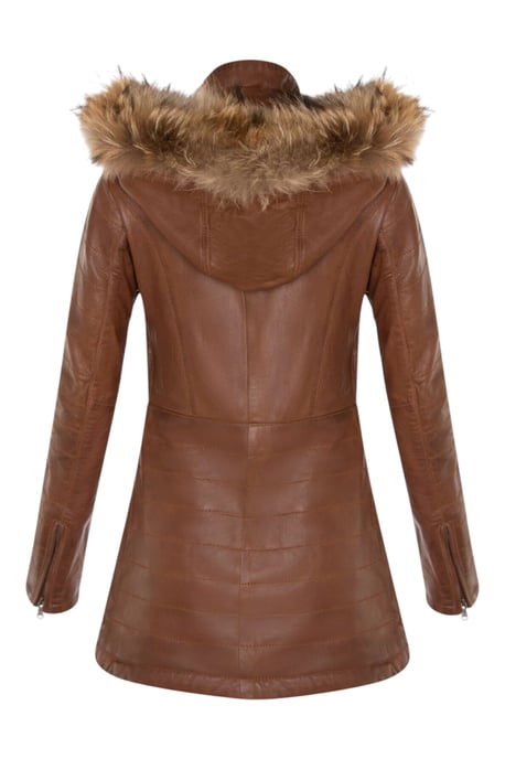 Parka de cuero acolchado color canela para mujer - Winton - Image 5