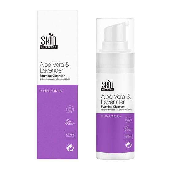 Skin Superfood Limpiador facial espumoso antiedad avanzado con aloe vera y lavanda, 150 ml. - Image 1