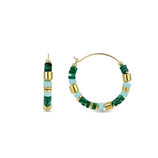 Pendientes Luxenter de Plata de Ley 925 con Malaquita acabados en oro amarillo de 18K - Ihun - Image 1