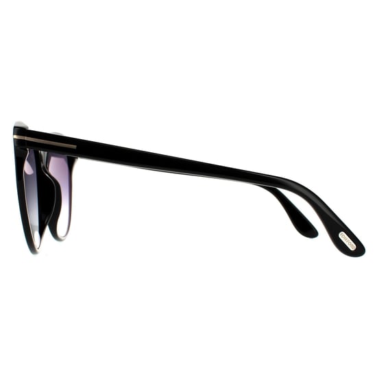 Gafas de sol redondas para mujer Tom Ford en negro brillante y gris humo degradado - Image 3