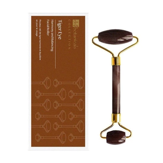 Dr. Botanicals Rodillo facial armonizador y equilibrante Tiger Eye (mango de metal dorado) - Image 1