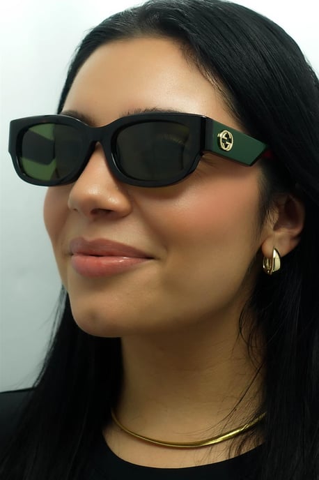Gucci Cuadrado Mujer Habana con Verde y Rojo Verde GG1667SK - Image 5