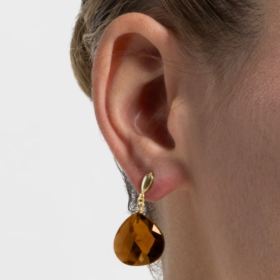 Pendientes Luxenter, zoqoyi de plata de ley 925 y cuarzo ahumado hidrotermal acabado baño oro 18K - Image 3