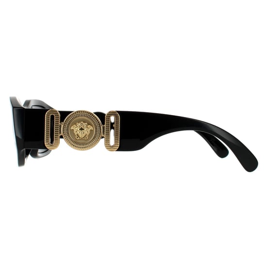 Gafas de sol unisex rectangulares Versace negras y gris oscuro - Image 3