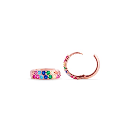 Pendientes Luxenter de Plata de Ley 925 con Circonita Multicolor acabados en oro rosa de 18K - Imewa - Image 6