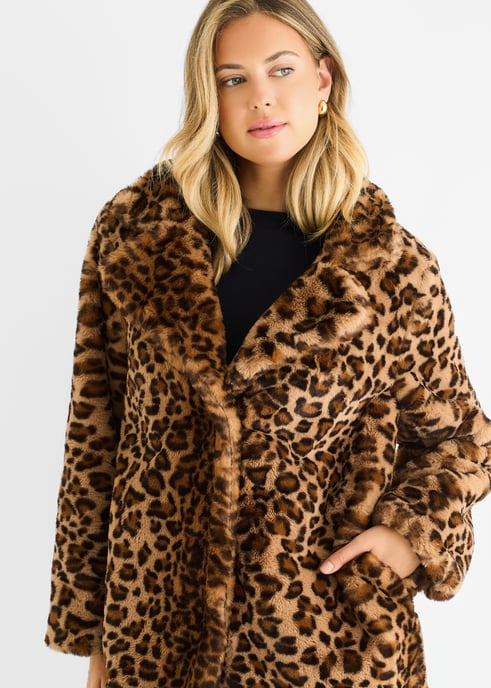 Chaqueta de pelaje de piel sintética de leopardo - Image 2