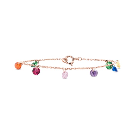 Pulsera Luxenter, Rolcon de plata de ley 925 y circonita multicolor con acabado baño oro rosa 18K - Image 1