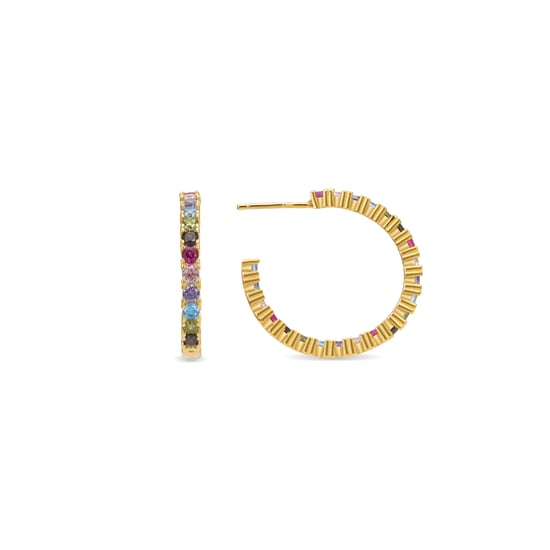 Pendientes Luxenter de Plata de Ley 925 con Circonita Multicolor acabados en oro amarillo de 18K - Vyamba - Image 1