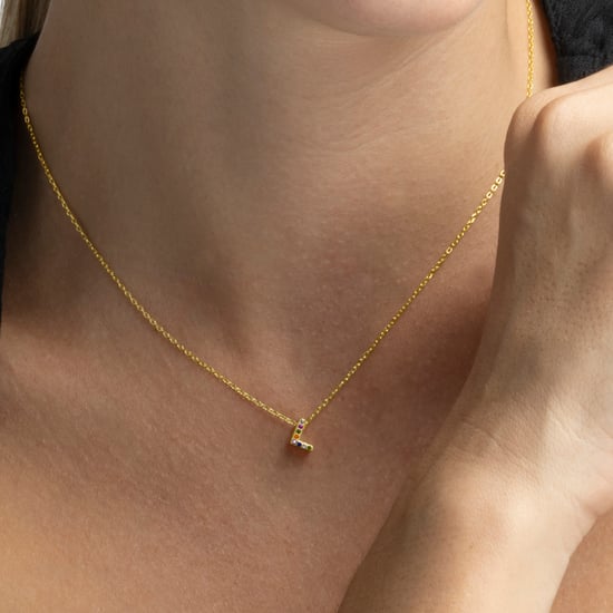 Collar Luxenter  de Plata de Ley 925 con Circonita Multicolor acabado en oro amarillo de 18K - Alphabet - Image 4
