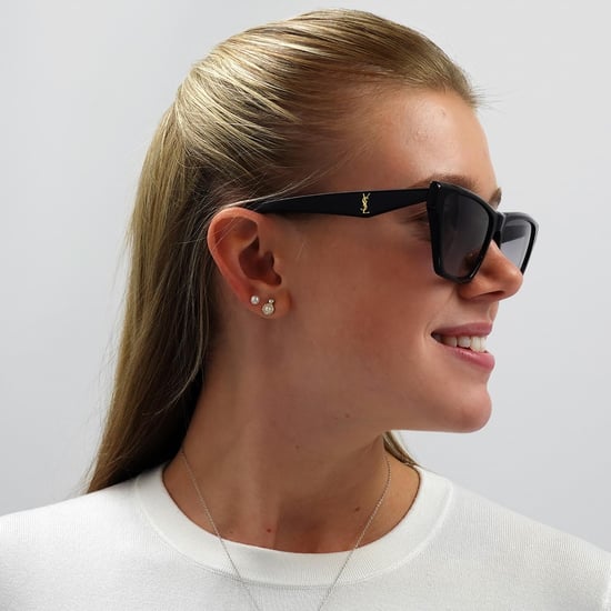 Gafas de sol Cat Eye para mujer Saint Laurent en negro y gris degradado - Image 5