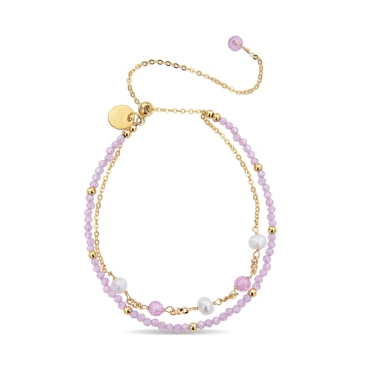 Pulsera Luxenter de Plata de Ley 925 con Cristal Rosa acabada en oro amarillo de 18K - Rius - Image 3
