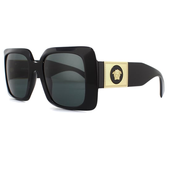 Gafas de sol cuadradas para mujer Versace en negro y gris oscuro - Image 2