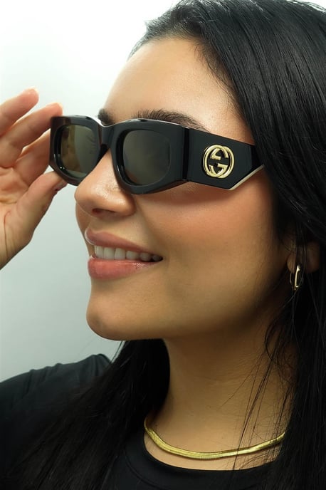 Gucci Rectángulo Mujer Negro con Gris Marfil GG1664S - Image 5