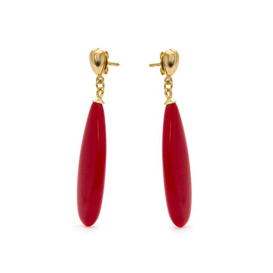 Pendientes Luxenter, adak de plata de ley 925 y coral acabado baño oro 18K - Image 3