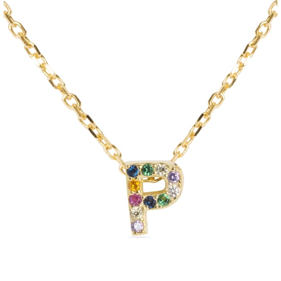 Collar Luxenter de Plata de Ley 925 con Circonita Multicolor acabado en oro amarillo de 18K - Alphabet - Image 1
