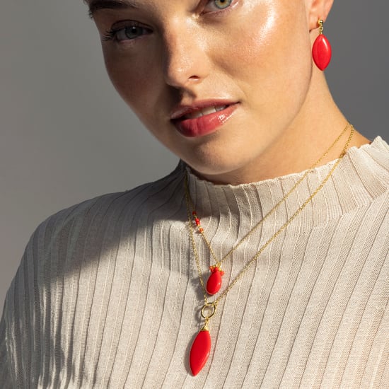 Collar Luxenter, ayom de aleación de metal y coral acabado baño oro 18K - Image 4