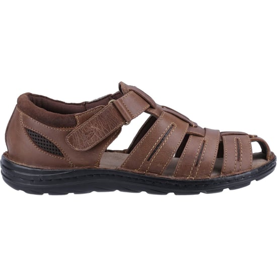 Sandalias Hush Puppies para hombre Walking Albert Pescador de cuero con cierre de contacto en negro - Image 4