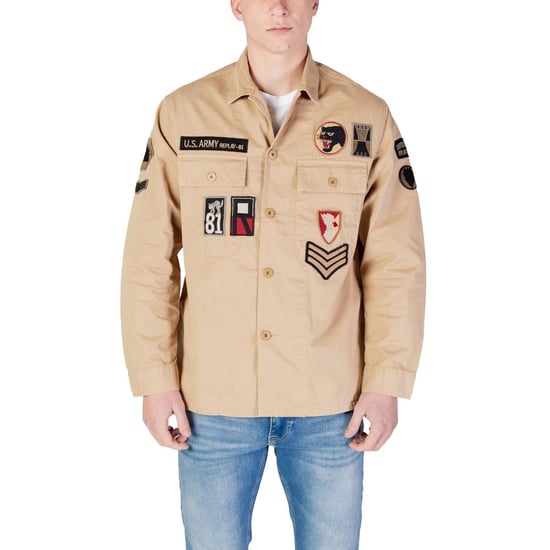 Camisa sobrecamisa clásica Replay para hombre en beige - Image 5