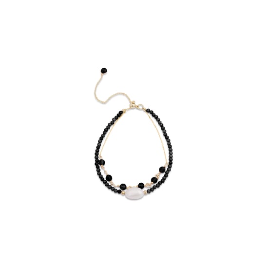 Pulsera Luxenter, ekhao de aleación de metal y cuarzo hidrotermal onix acabado baño oro 18K - Image 1