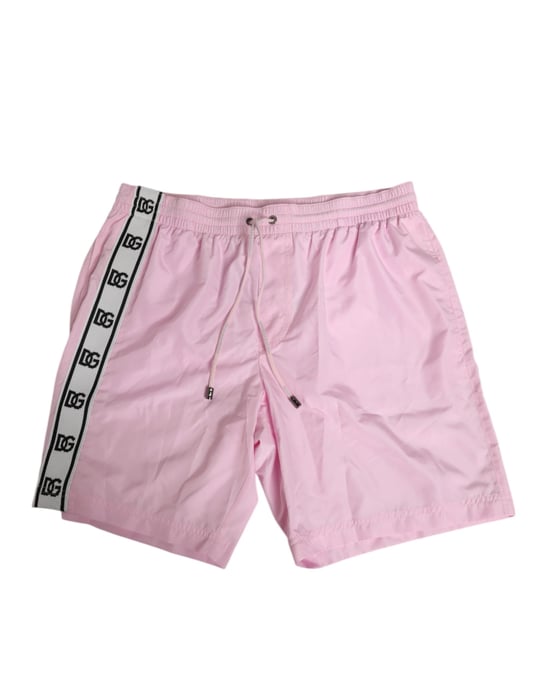Bañador de Hombre Dolce & Gabbana en Nylon Rosa con Logo y Franjas Laterales - Image 2