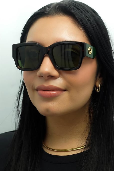 Gucci Cuadrado Mujer Habana con Verde y Rojo Verde GG1663S - Image 6