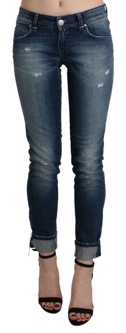 Jeans ajustados de tiro bajo cortos en algodón azul lavado Acht - Image 2
