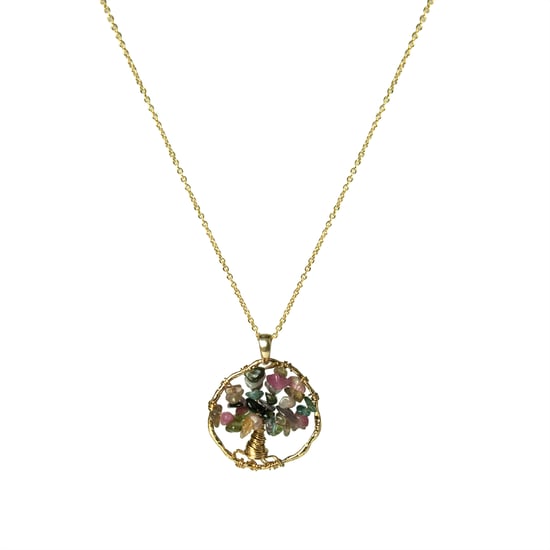 Collar Luxenter, budleia de aleación de metal y turmalina multicolor acabado baño oro 18K - Image 1