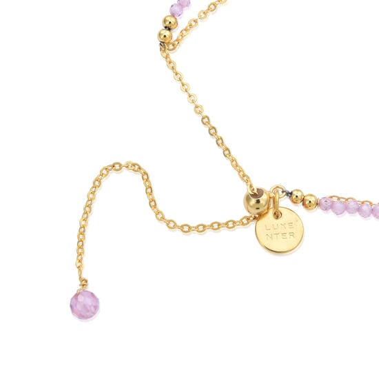 Pulsera Luxenter de Plata de Ley 925 con Cristal Rosa acabada en oro amarillo de 18K - Rius - Image 5