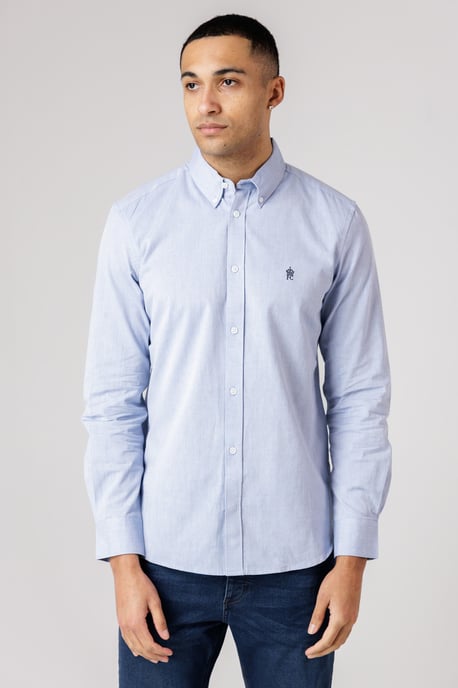 Blue Cotton Long Sleeve Oxford Shirt - Image 1
