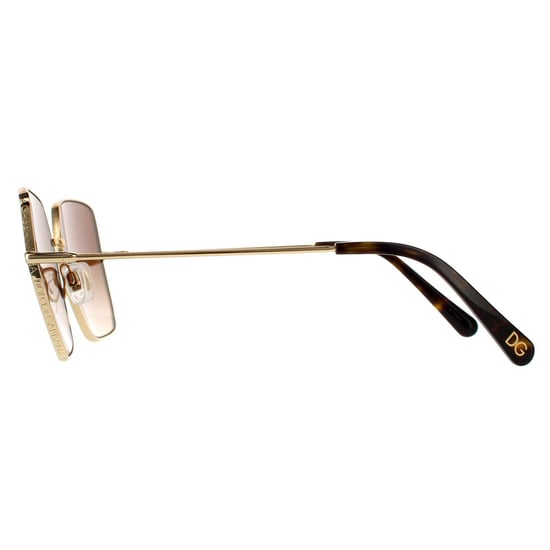 Gafas de sol cuadradas para mujer Dolce & Gabbana en dorado y marrón oscuro con degradado - Image 3