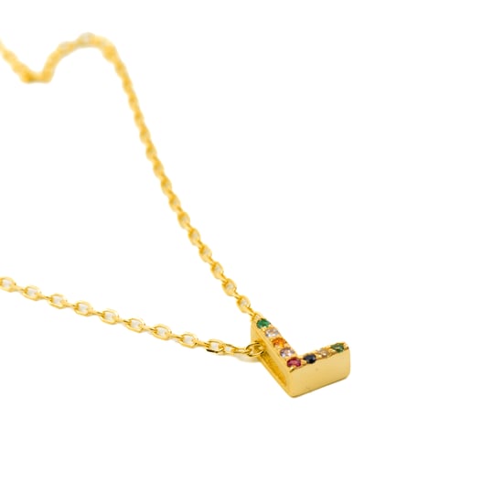 Collar Luxenter  de Plata de Ley 925 con Circonita Multicolor acabado en oro amarillo de 18K - Alphabet - Image 6