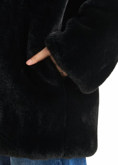 Chaqueta de piel sintética con capucha - Image 2