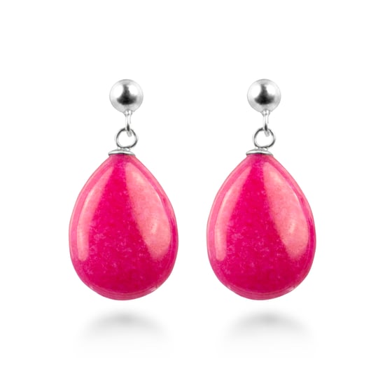Pendientes Luxenter, kenitna de plata de ley 925 y agata rosa acabado baño rodio - Image 1