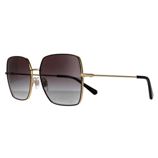 Gafas de sol cuadradas para mujer Dolce & Gabbana negras doradas con degradado gris oscuro - Image 2