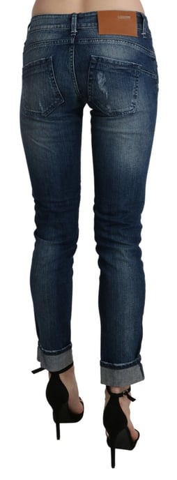 Jeans ajustados de tiro bajo cortos en algodón azul lavado Acht - Image 4
