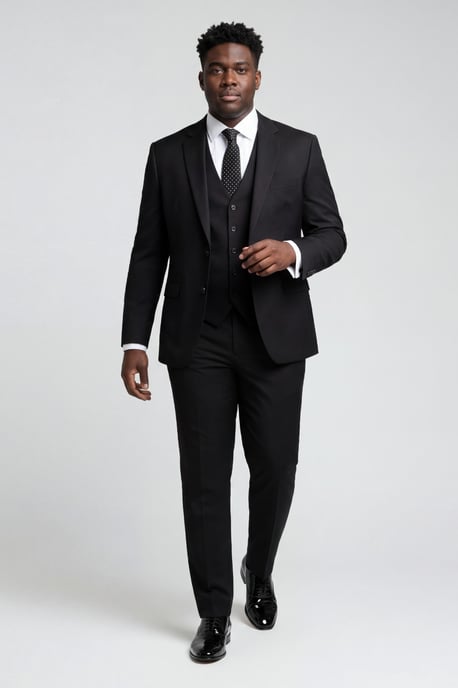Carter & Jones Black Big & Tall Three Piece Tailored Fit Suit - Image 1