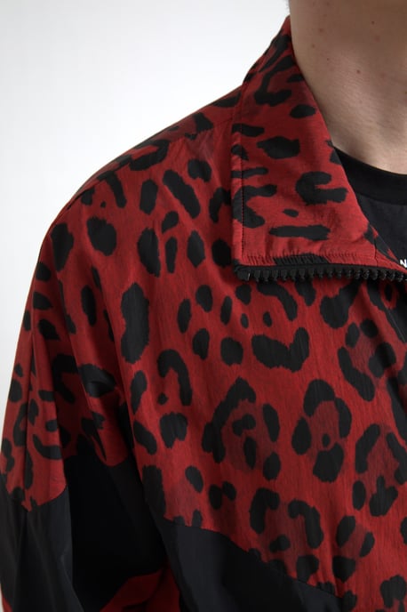 Chaqueta de pista con estampado de leopardo rojo y negro - Image 5