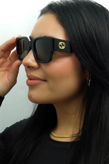 Gucci Cuadrado Mujer Negro con Habana Gris GG1663S - Image 5