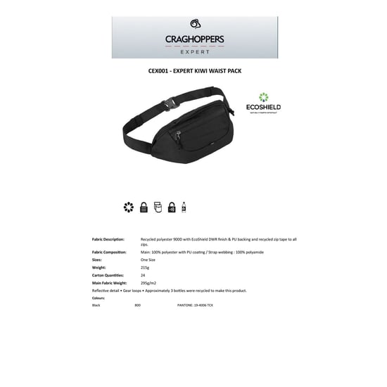 Craghoppers Expert Kiwi Waist Bag (Black) - Image 5