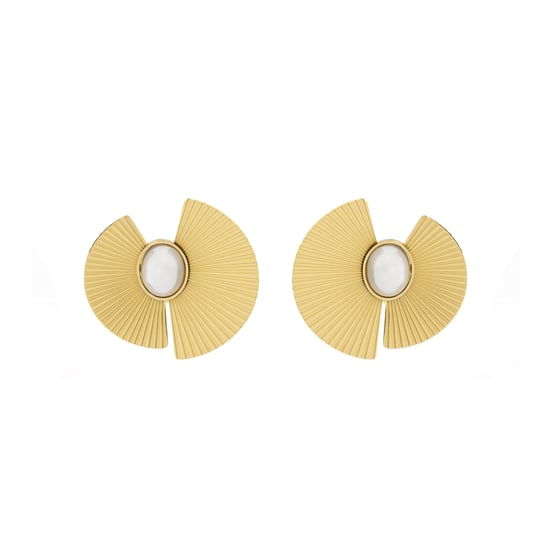 Pendientes Luxenter de Perla Blanca acabados en oro amarillo de 18K- Lessa - Image 1