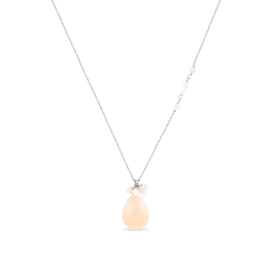 Collar Luxenter, adak de aleación de metal y agata naranja acabado baño rodio - Image 1