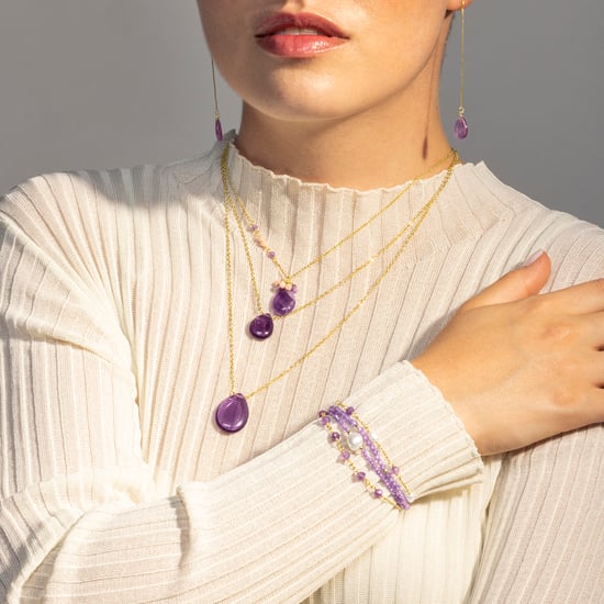 Pulsera Luxenter, athat de aleación de metal y circonita amatista acabado baño oro 18K - Image 4