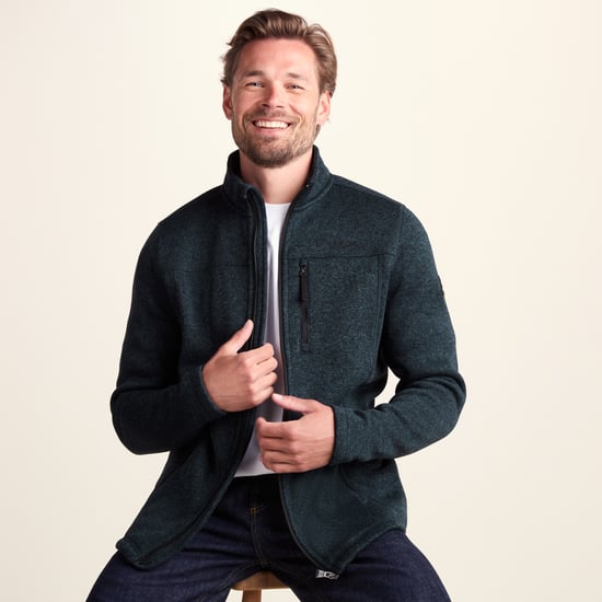 Cresswell Mens Knitlook Fleece Jacket Dark Indigo Marl - Image 4