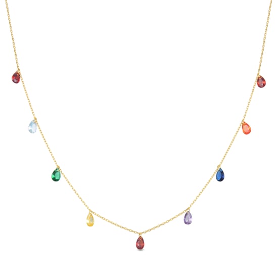 Collar Luxenter, Lukza de plata de ley 925 y Circonita Multicolor acabado en baño de oro amarillo de 18 quilates - Image 1