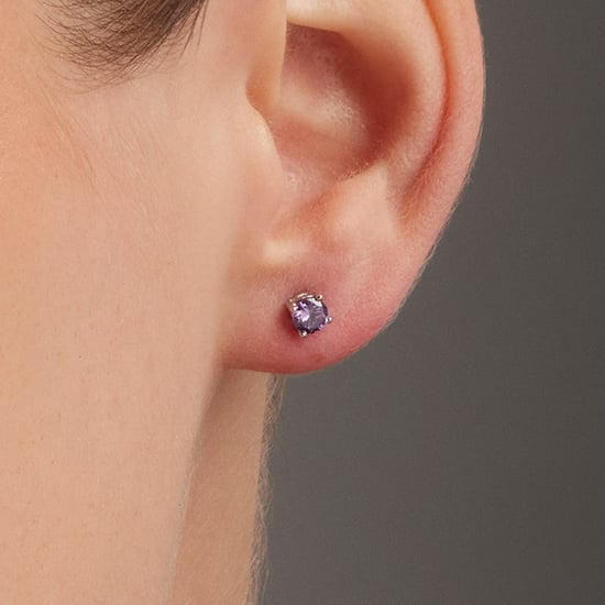 Pendientes Luxenter, otieno de plata de ley 925 y circonita amatista acabado baño oro 18K - Image 3
