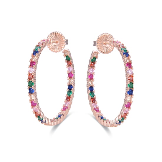 Pendientes Luxenter de Plata de Ley 925 con Circonita Multicolor acabados en oro rosa de 18K - Vyamba - Image 3