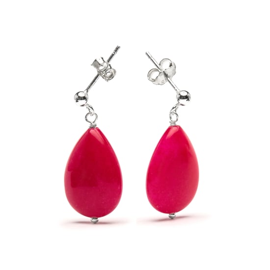 Pendientes Luxenter, kenitna de plata de ley 925 y agata rosa acabado baño rodio - Image 3