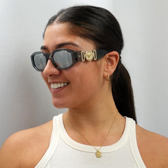 Versace rectángulo unisex transparente gris claro espejo plata ve4361 gafas de sol - Image 5