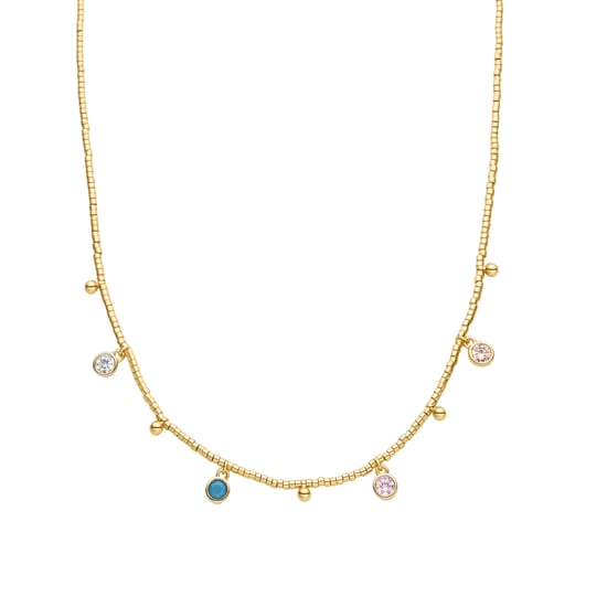 Collar Luxenter de Plata de Ley 925 con Circonita Multicolor acabado en oro amarillo de 18K - Mali - Image 1