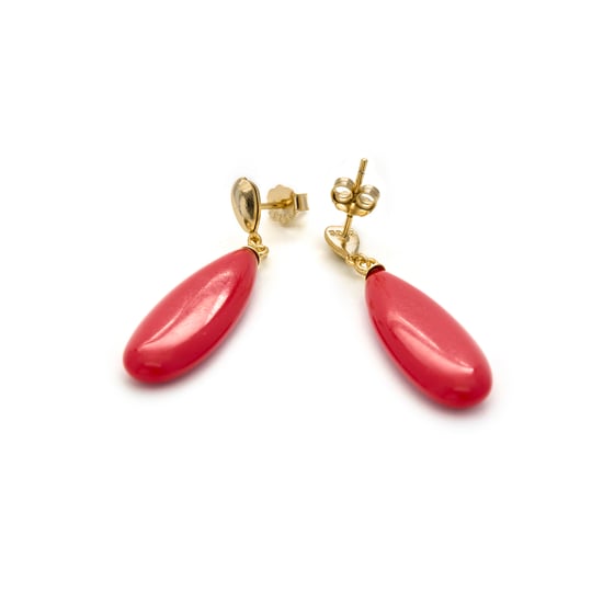 Pendientes Luxenter, adak de plata de ley 925 y coral acabado baño oro 18K - Image 6